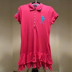 US Polo Assn Women's Polo Dress with Ruffle Hem (Size L)